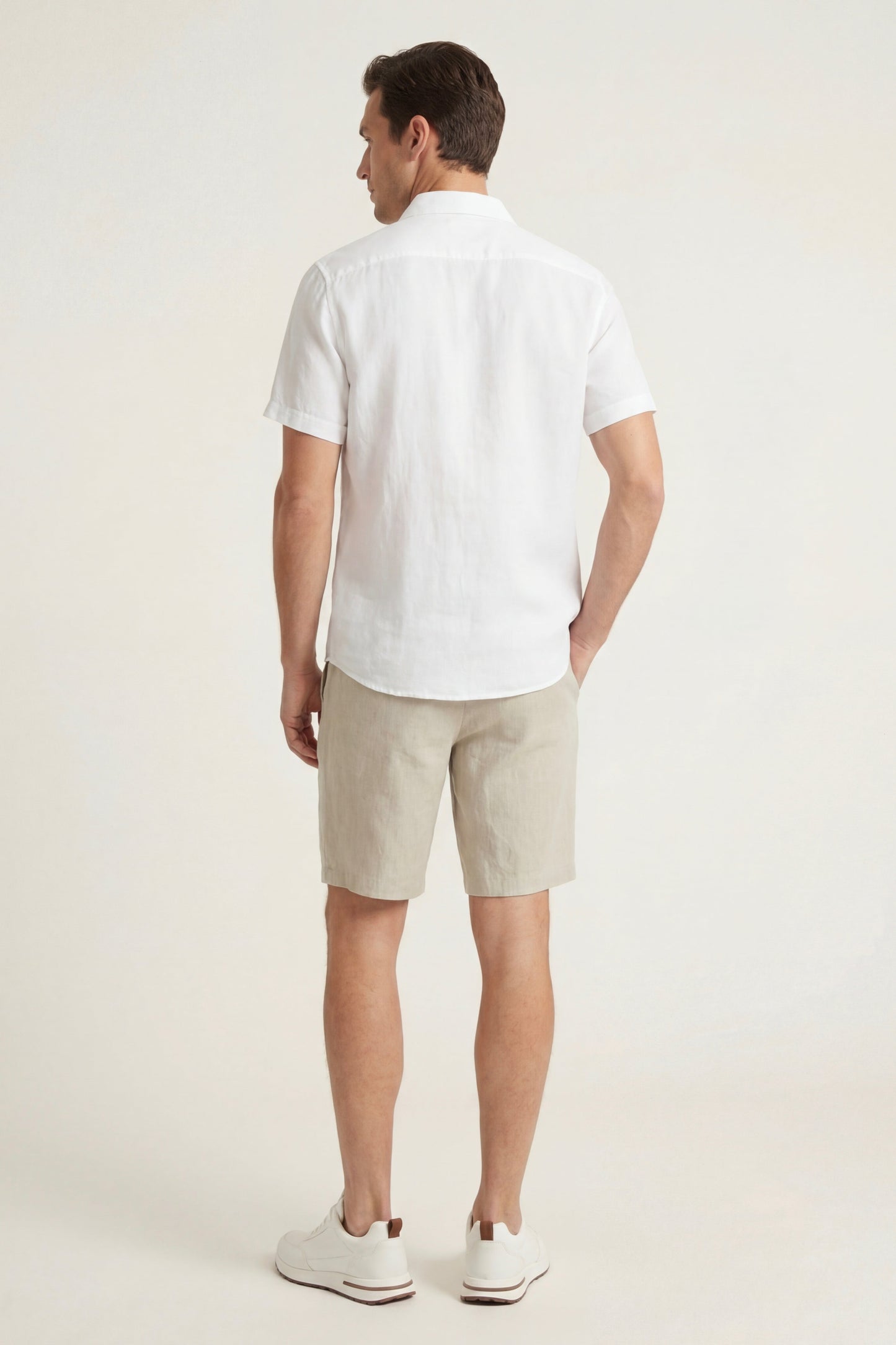 Verona | Camisa de Lino y Pantalón Corto — Blanco/Beige