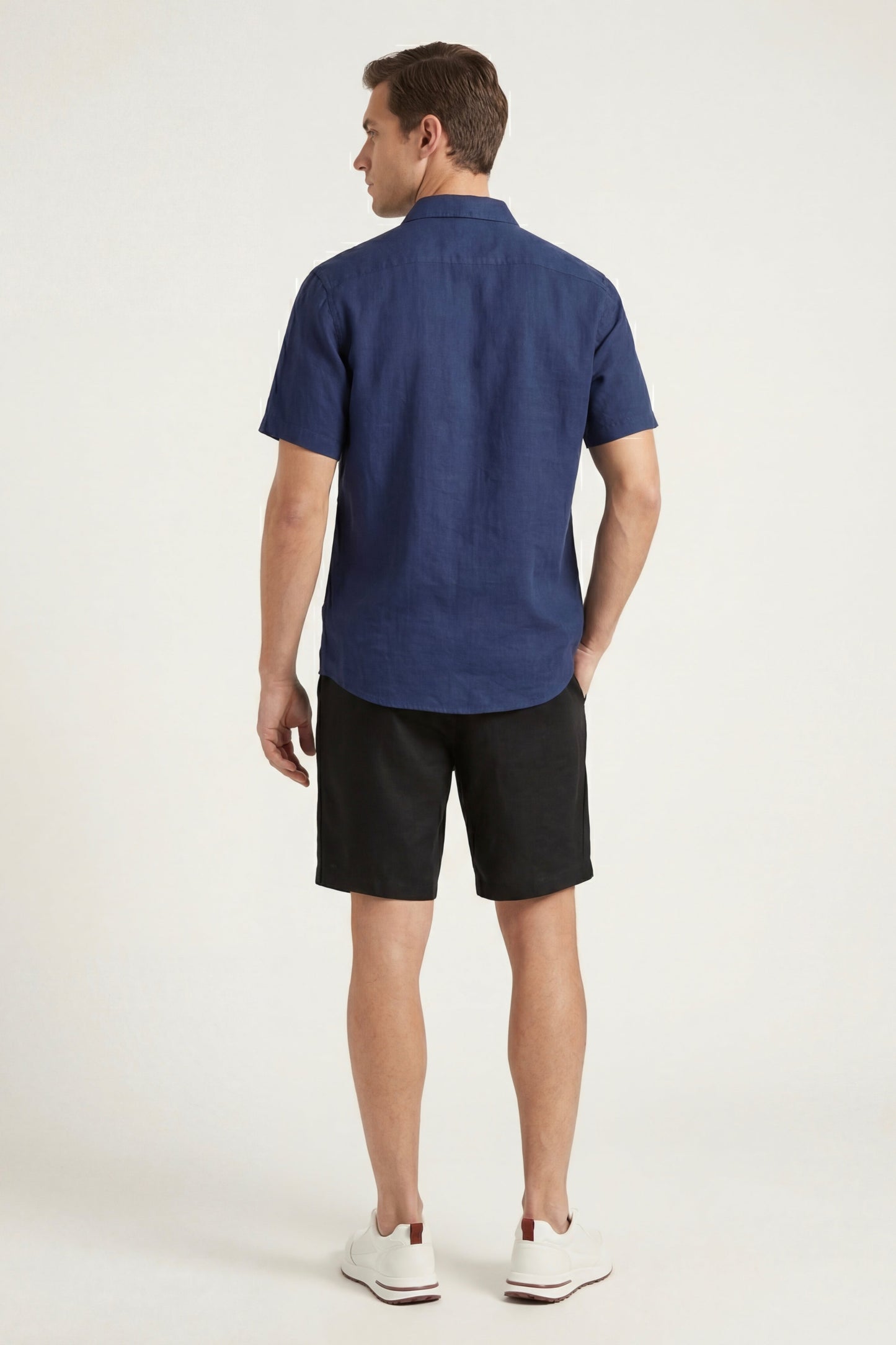 Verona | Camisa de Lino y Pantalón Corto — Azul marino/Negro