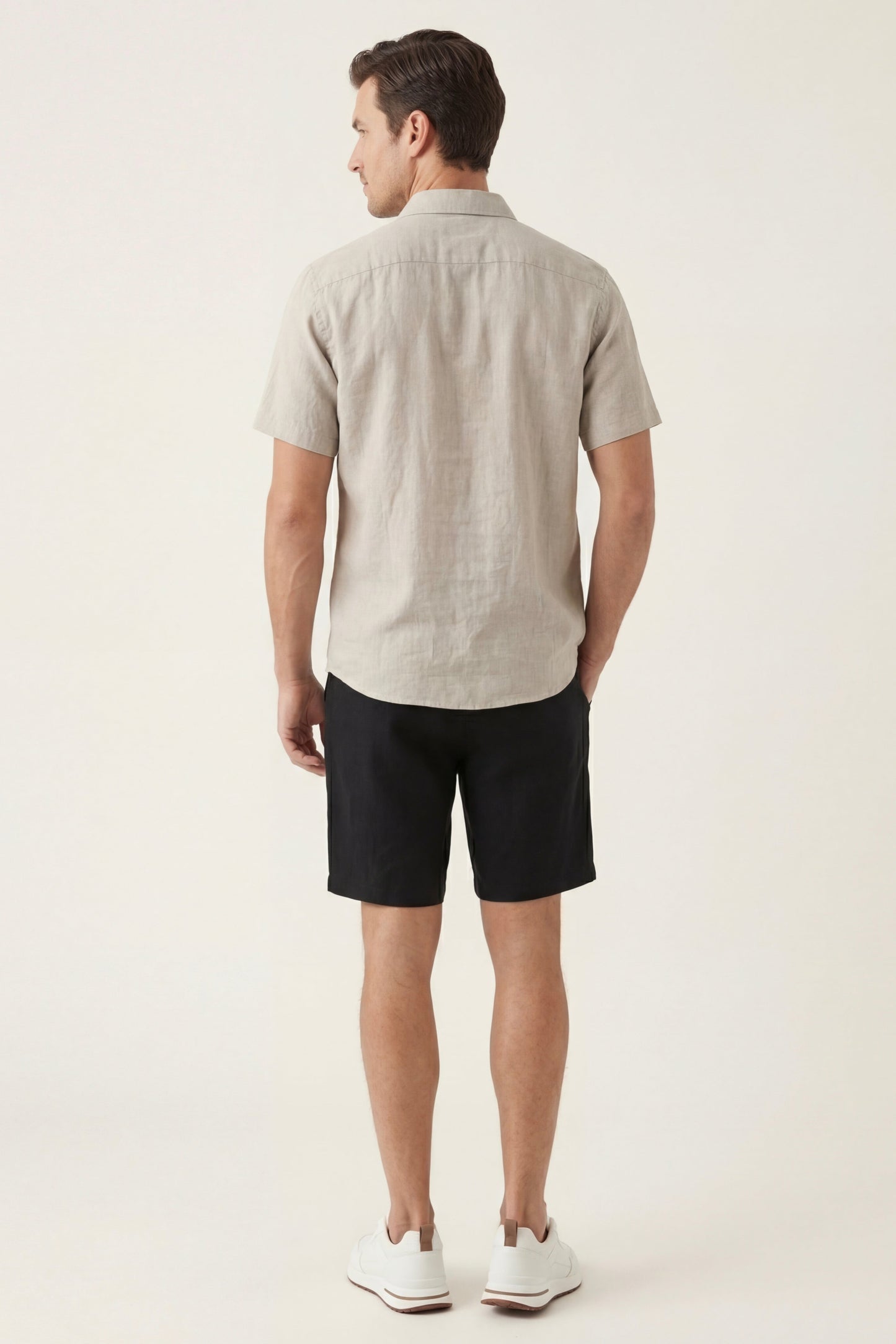 Verona | Camisa de Lino y Pantalón Corto — Beige/Negro