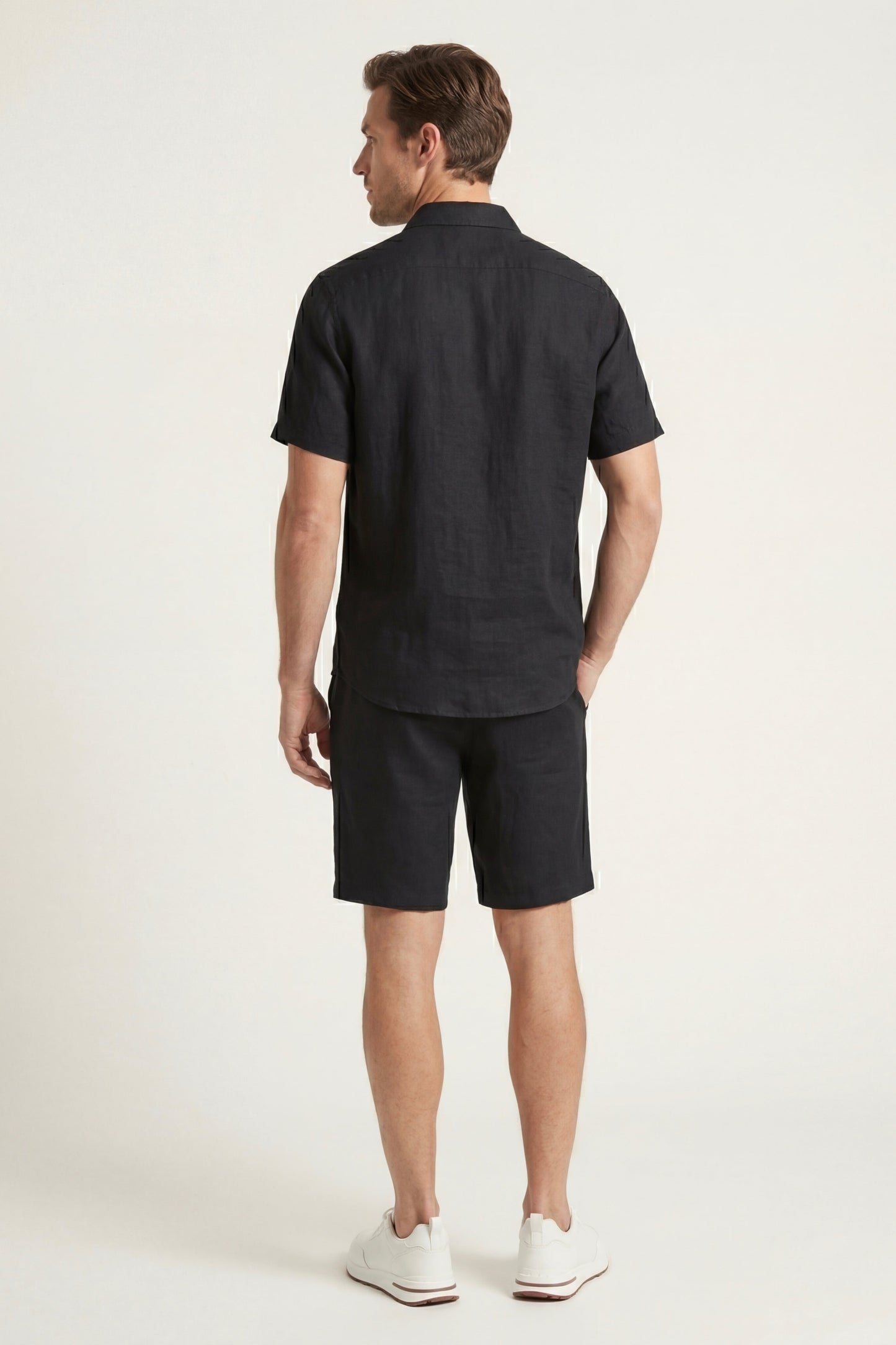 Verona | Camisa de Lino y Pantalón Corto — Negro