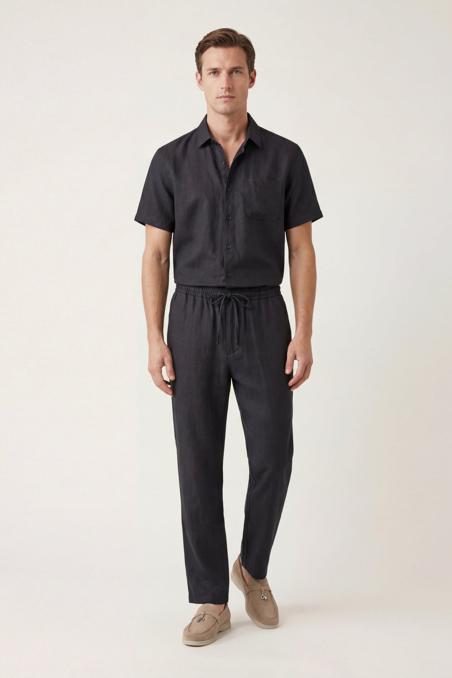 Trento | Conjunto de Lino — Negro/Negro