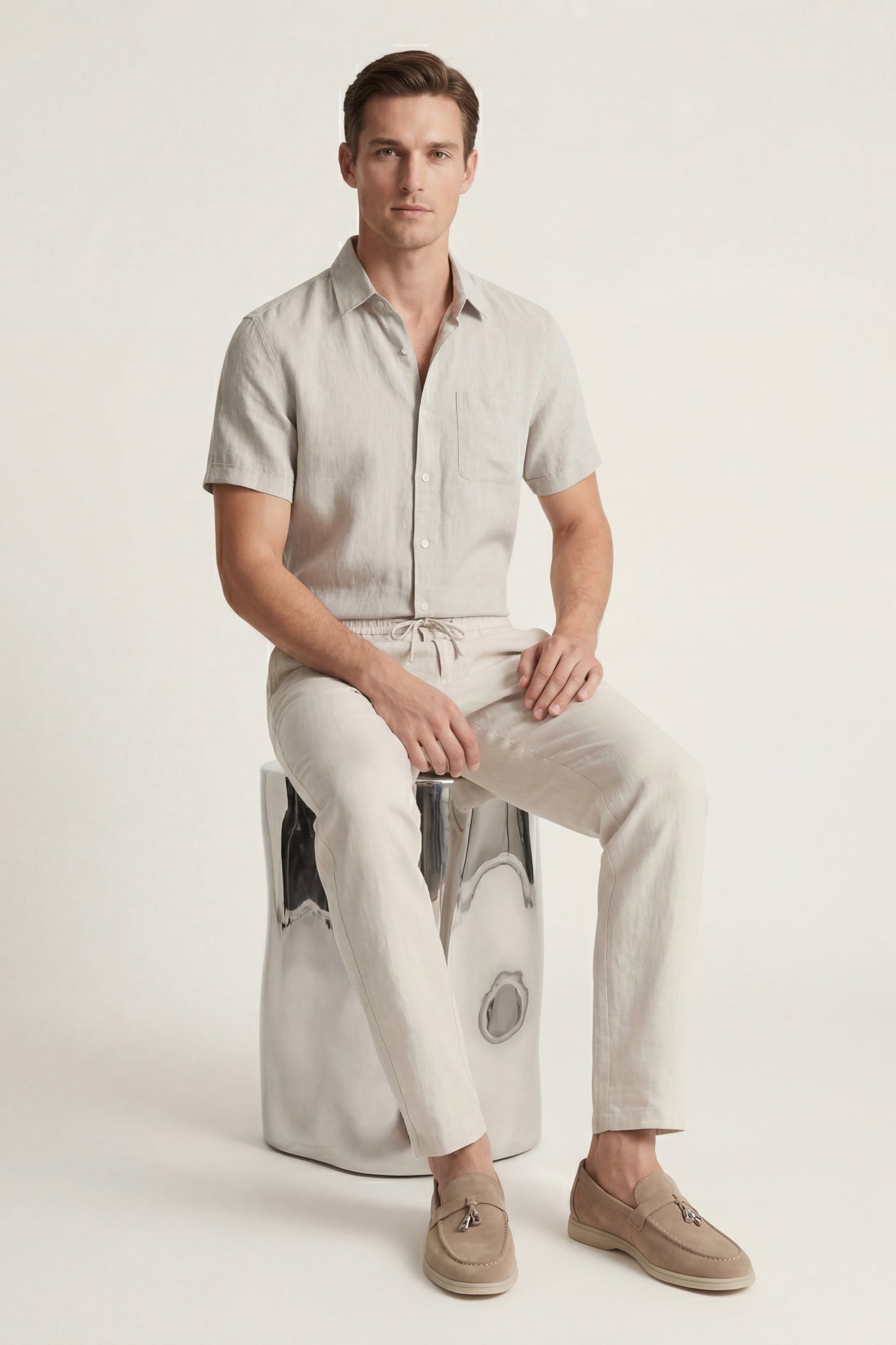 Trento | Conjunto de Lino — Beige/Beige