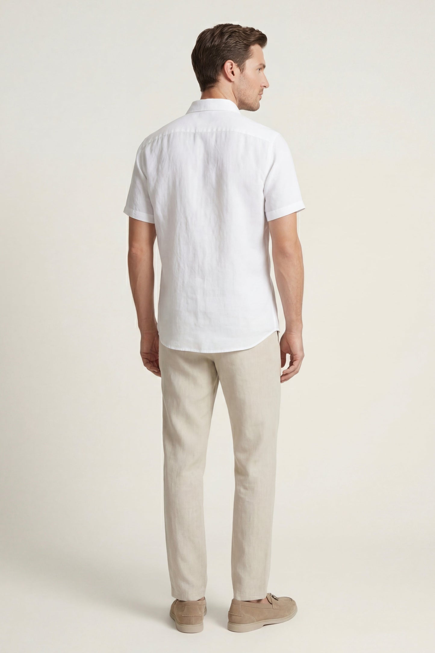 Trento | Conjunto de Lino — Blanco/Beige