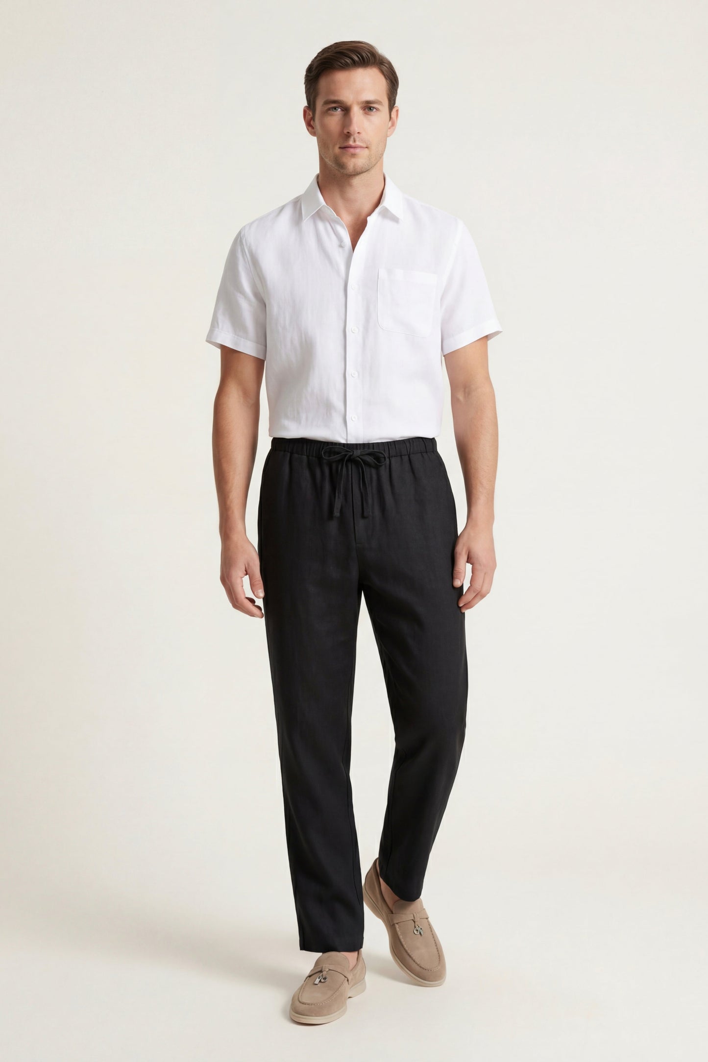 Trento | Conjunto de Lino — Blanco/Negro