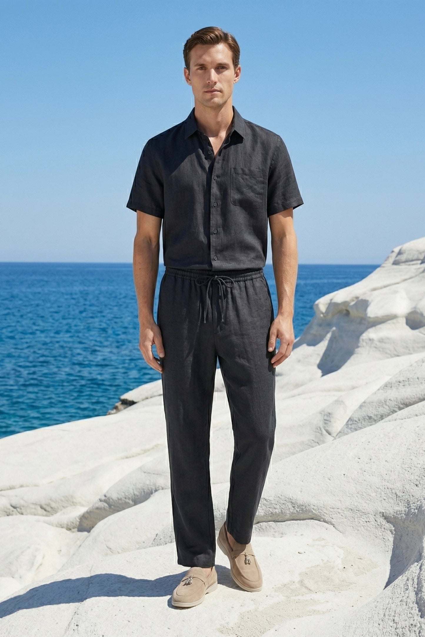 Trento | Conjunto de Lino — Negro/Negro