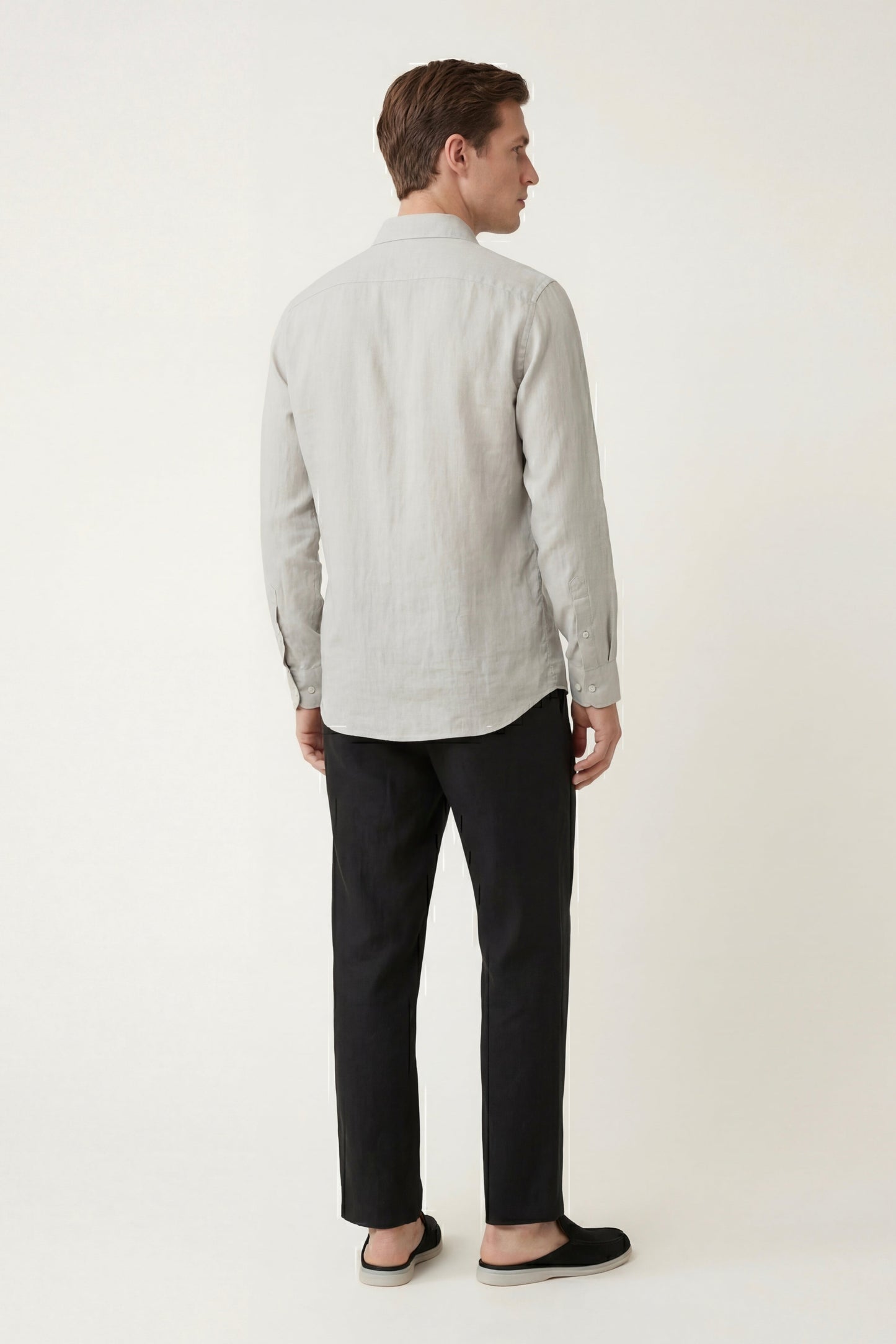 Pisa | Conjunto de Lino de Manga Larga — Beige/Negro