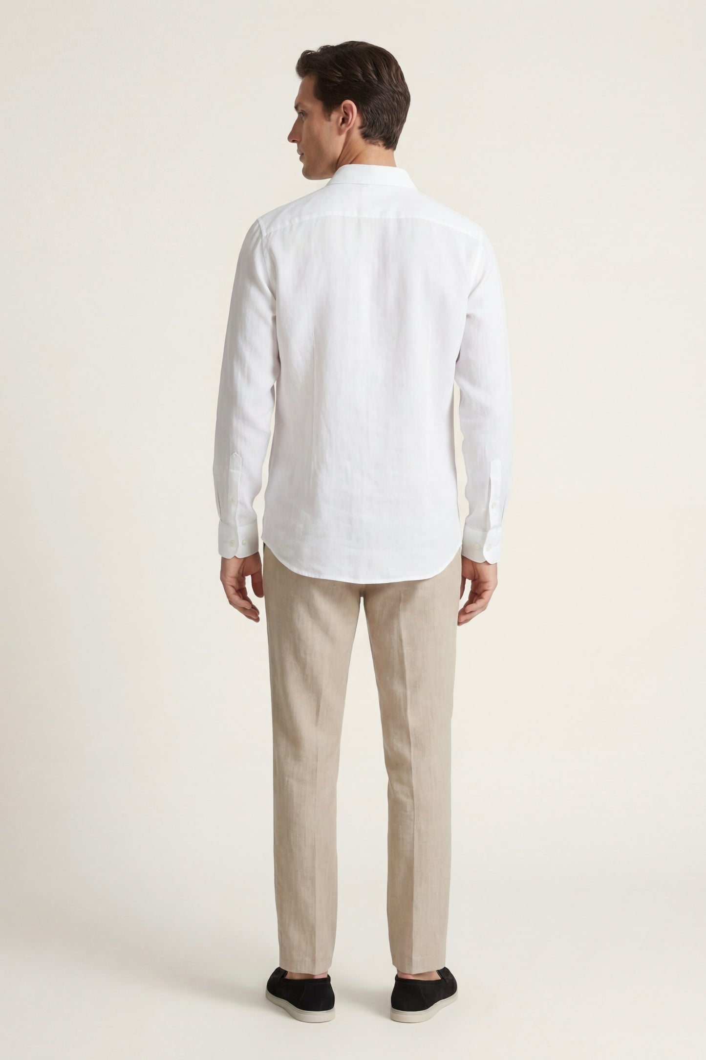 Pisa | Conjunto de Lino de Manga Larga — Blanco/Beige