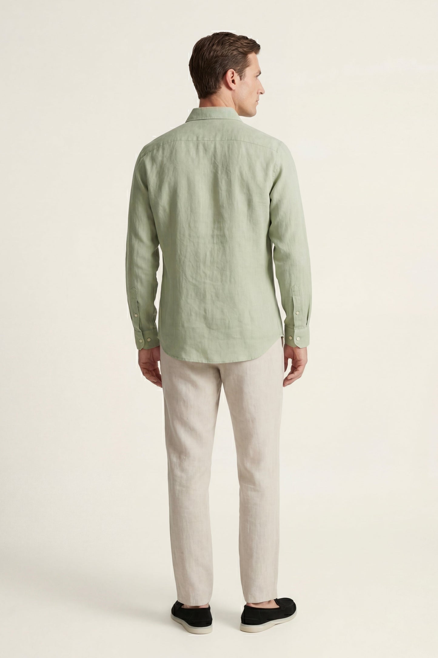 Pisa | Conjunto de Lino de Manga Larga — Verde menta/Beige