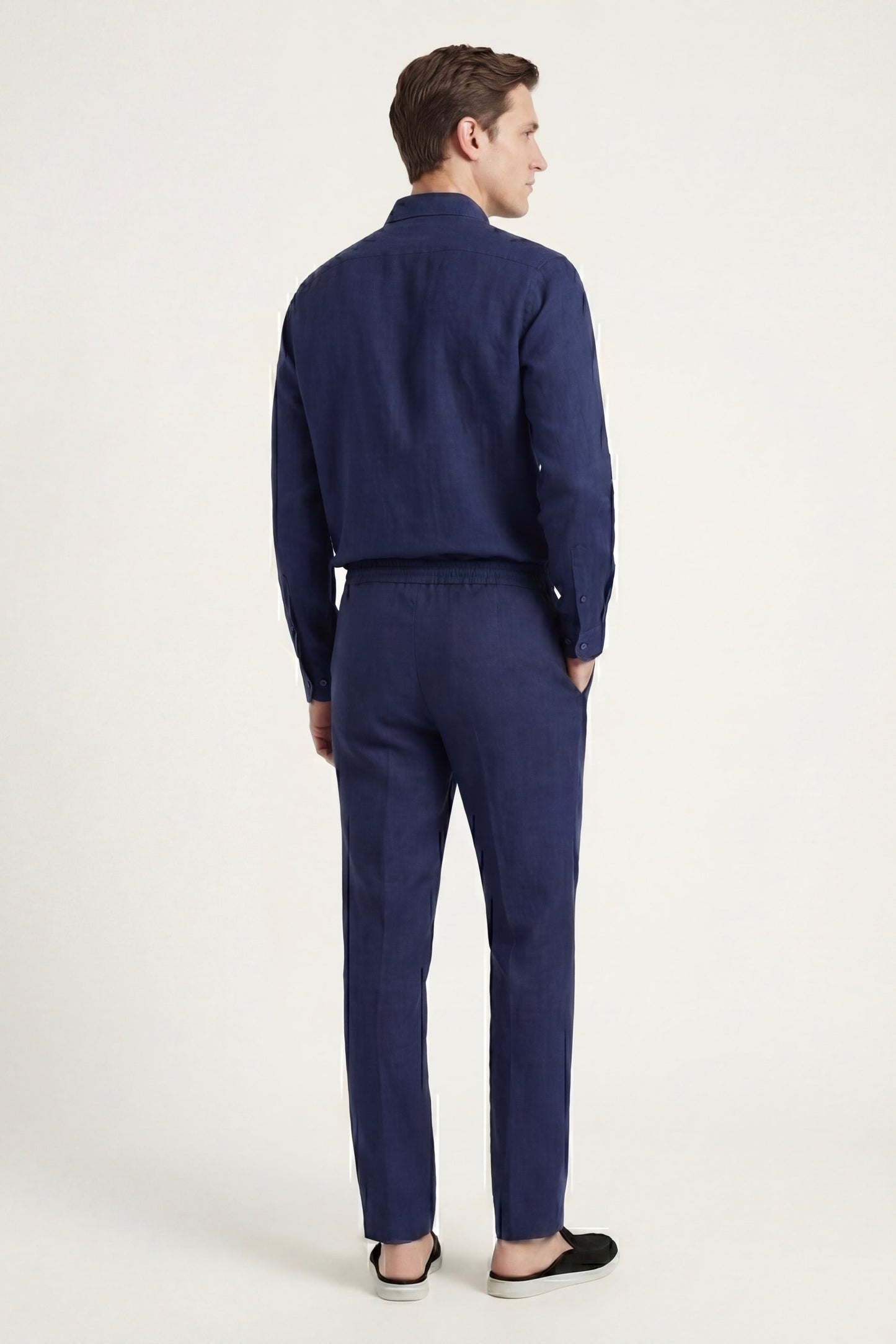 Bellagio | Conjunto de Lino de Manga Larga — Azul marino