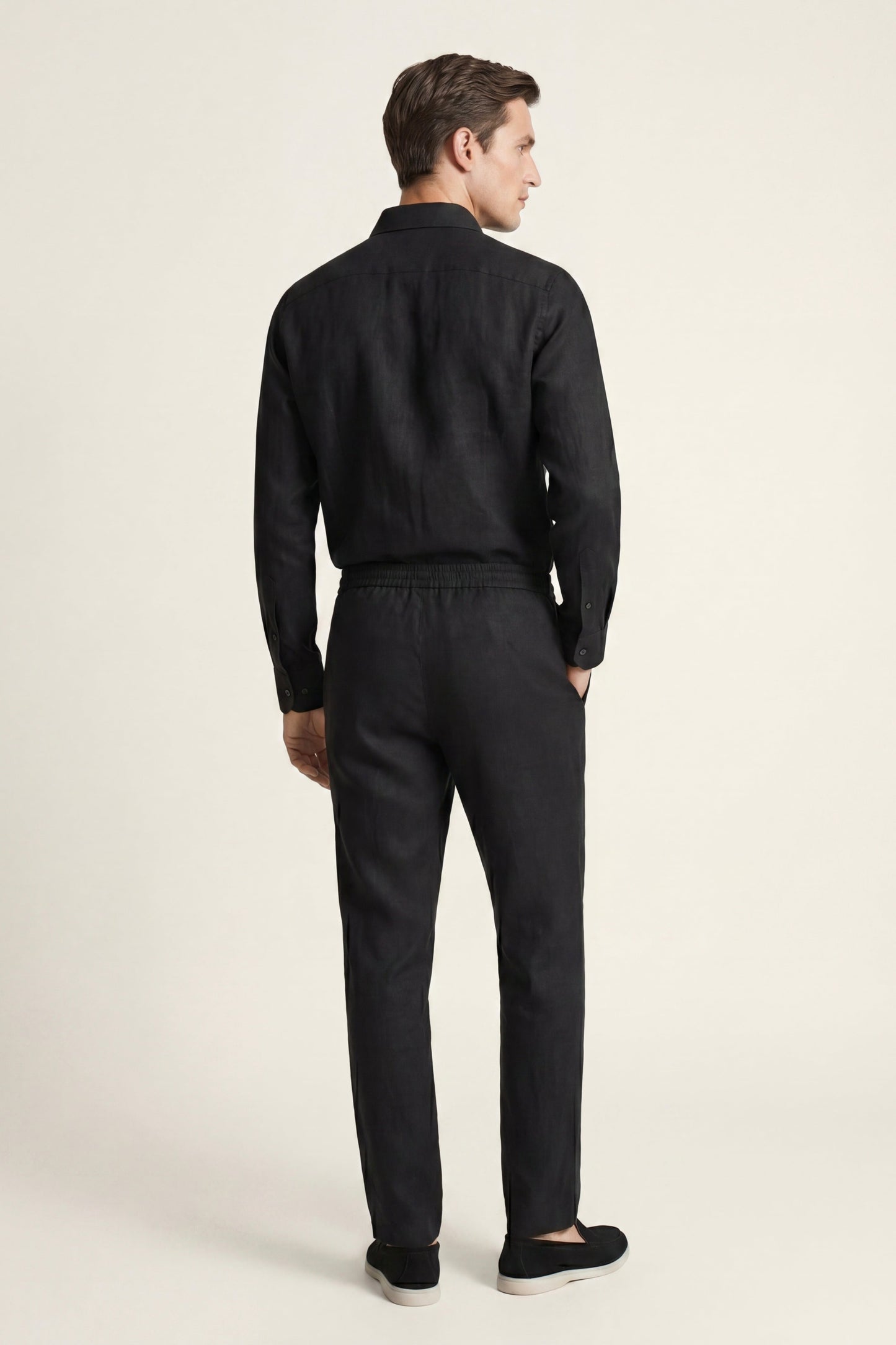 Bellagio | Conjunto de Lino de Manga Larga — Negro