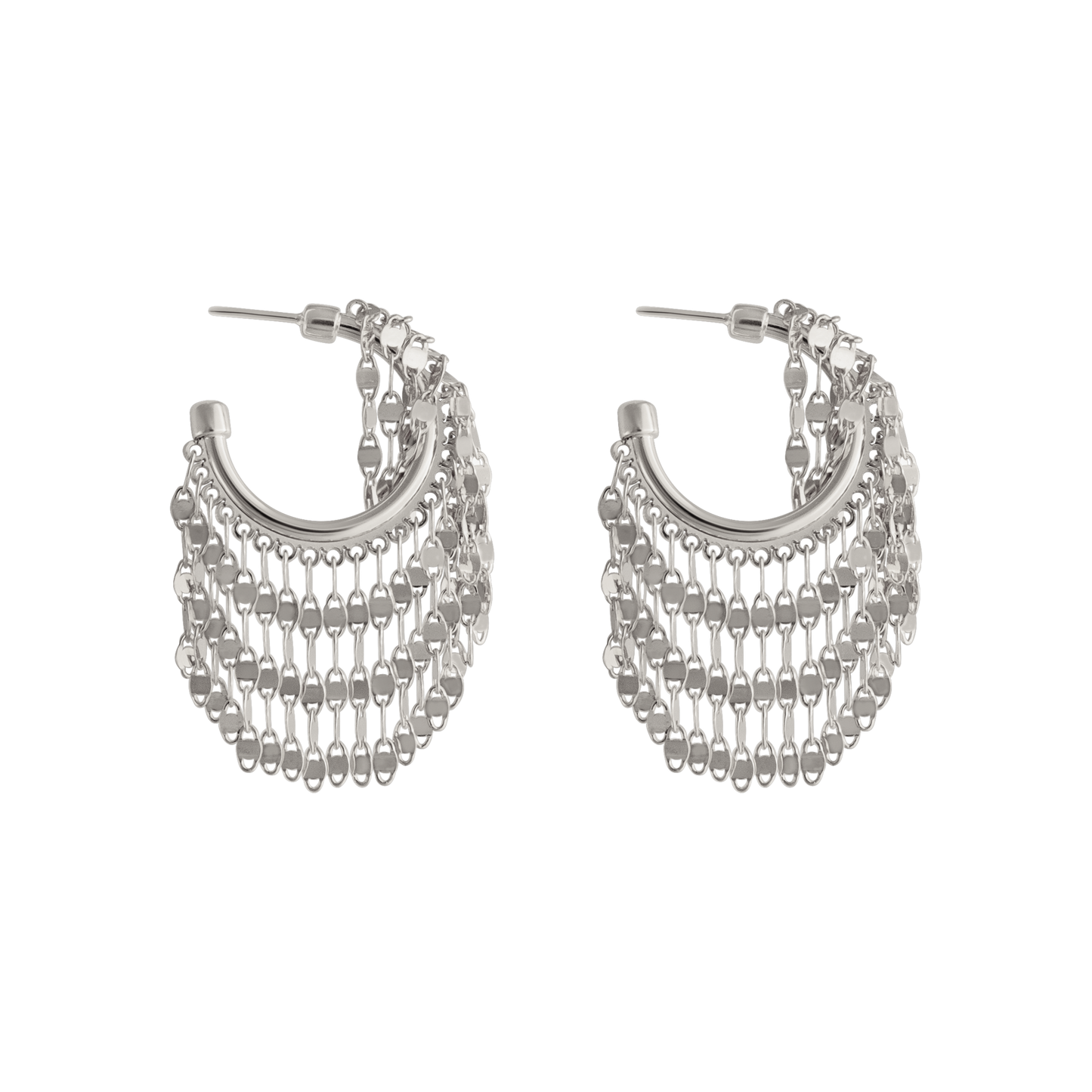 SILVER DISCO HOOP EARRINGS