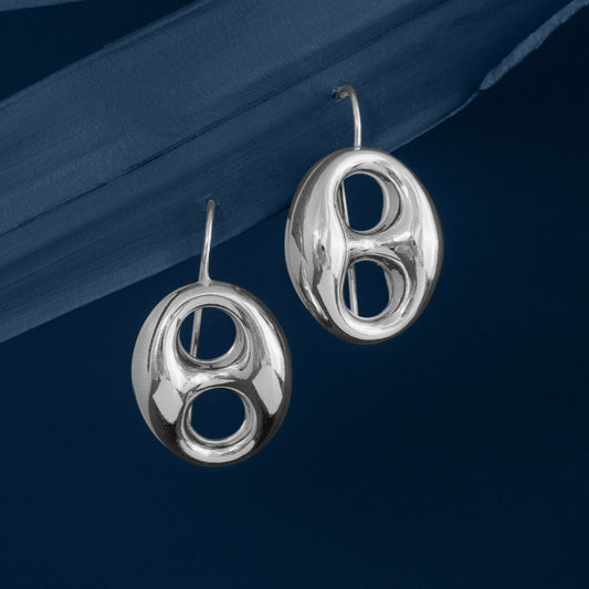 SILVER ANCHOR MARINER LINK DROP EARRINGS