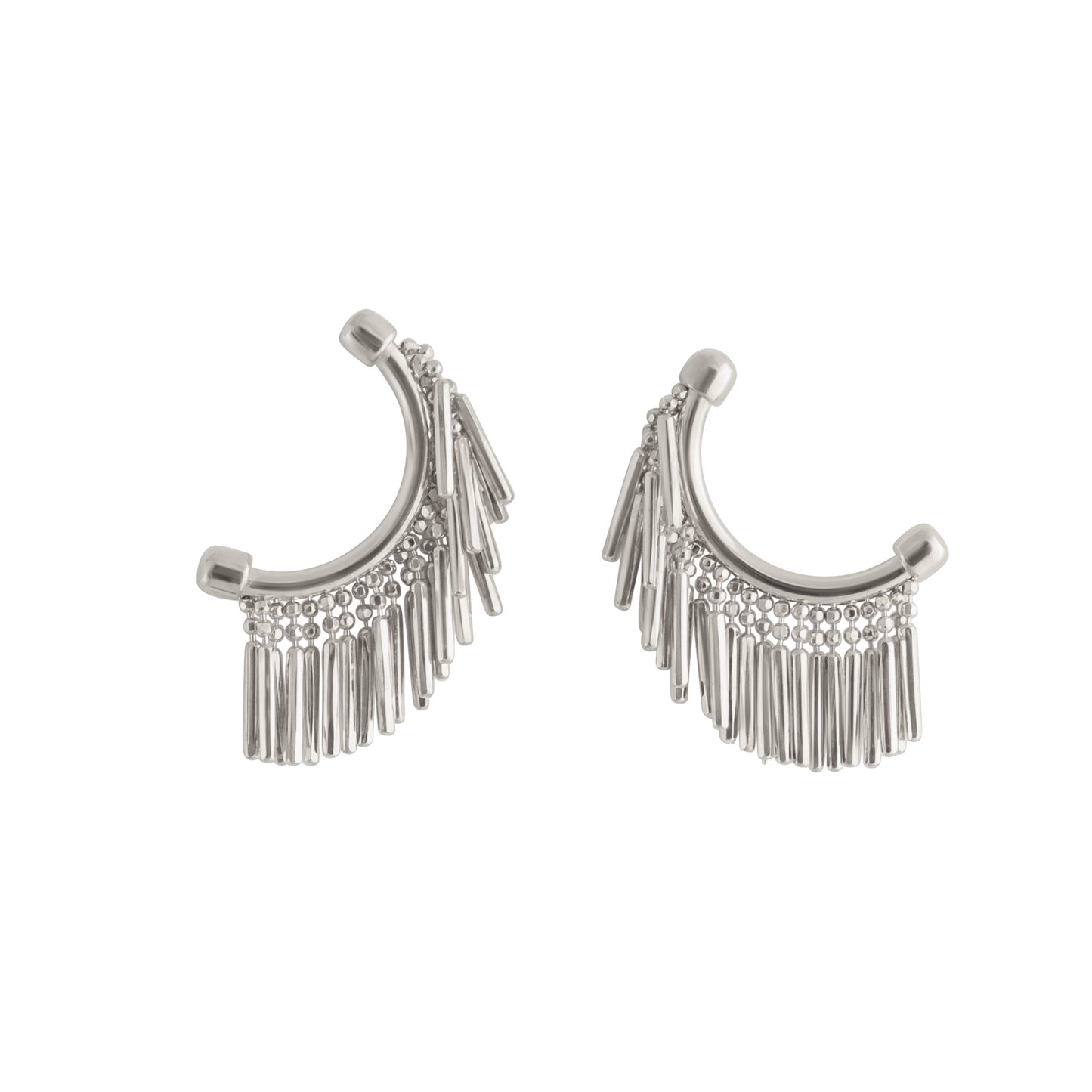SILVER MINI TASSEL EARRINGS