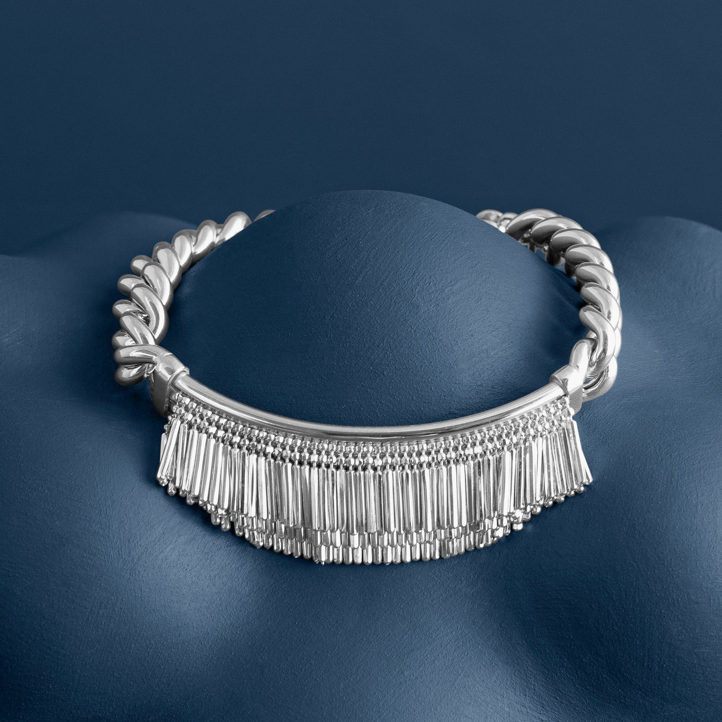 SILVER TASSEL AND CHAIN BRACELET