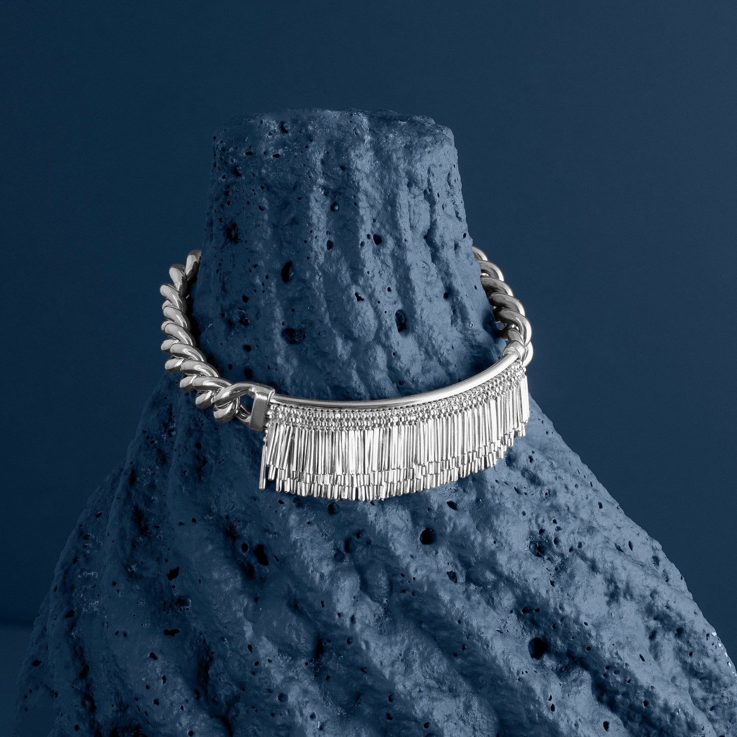 SILVER TASSEL AND CHAIN BRACELET