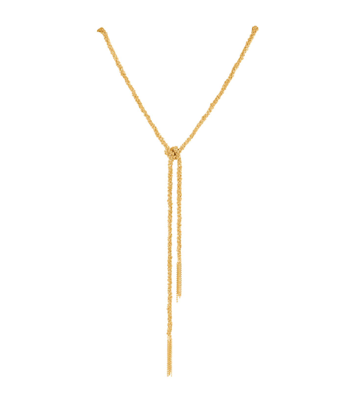 GOLD WOVEN THREAD LARIAT KNOT NECKLACE