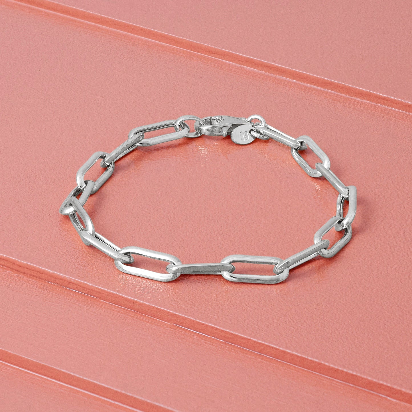 SILVER LONG LINK CHAIN BRACELET