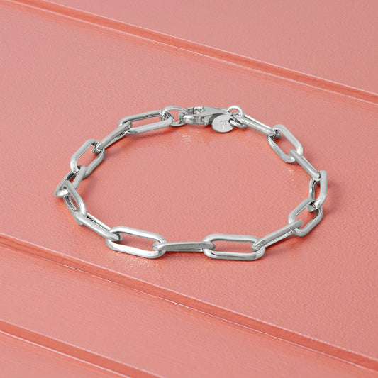 SILVER LONG LINK CHAIN BRACELET