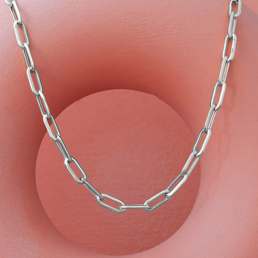 SILVER LONG LINK CHAIN NECKLACE