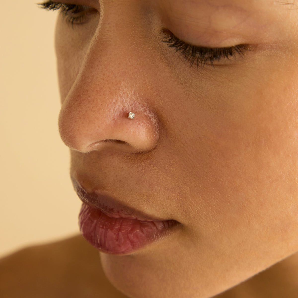 Micro Cristal Titanio Pendiente Piercing en Platino