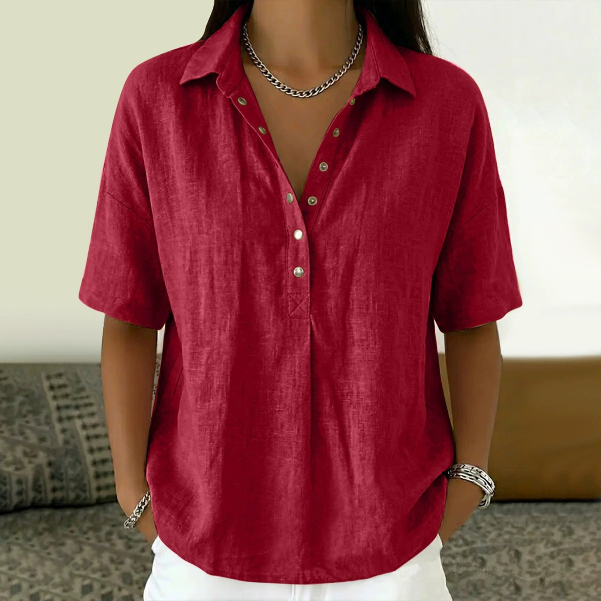 Blusa elegante de cuello en V