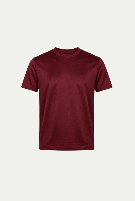 Alessio | Camiseta de Algodón Mercerizado Burdeos