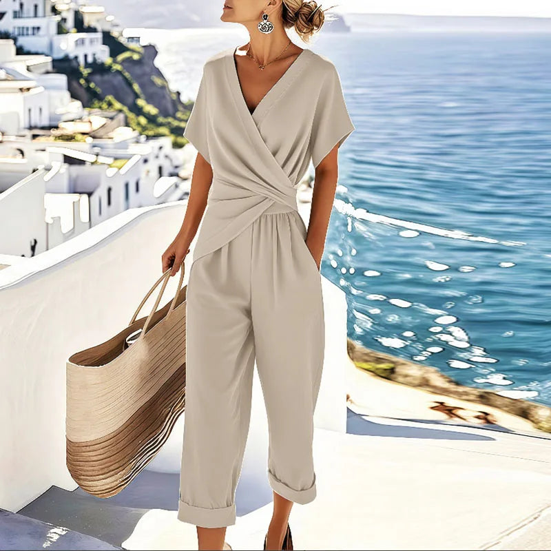 Conjunto Elegante de Dos Piezas con Top Cruzado