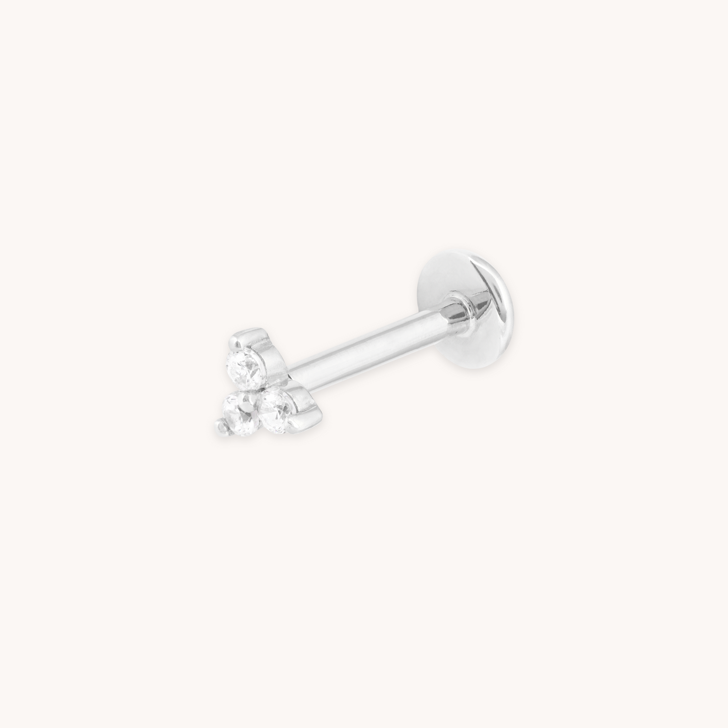 Triple Topacio Pendiente Piercing en Oro Blanco Sólido