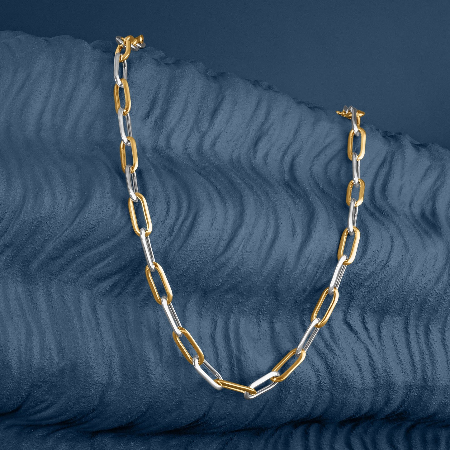 MIXED METAL LONG LINK CHAIN NECKLACE