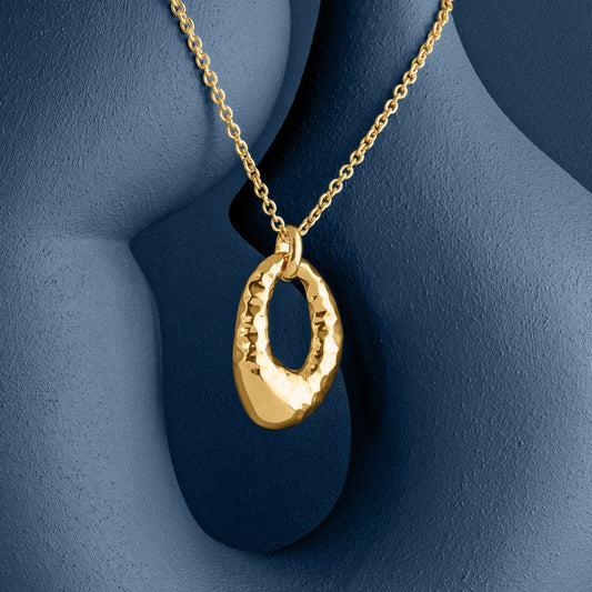 HAMMERED OVAL DROP PENDANT