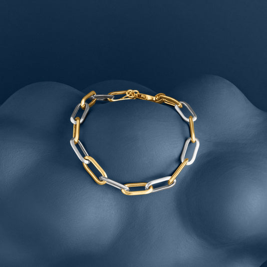 MIXED METAL LONG LINK CHAIN BRACELET