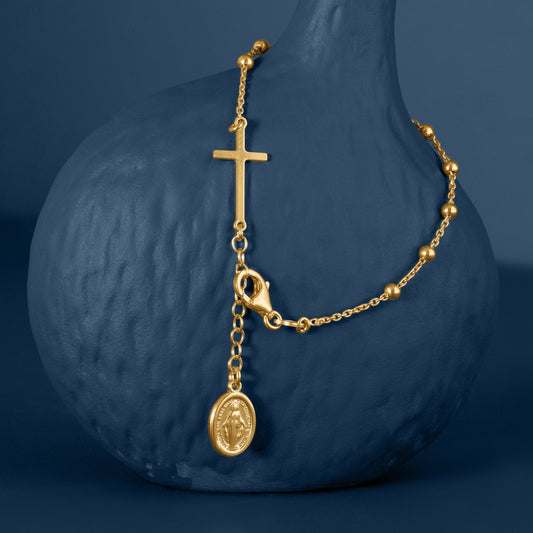 GOLD ROSARY BEAD BRACELET