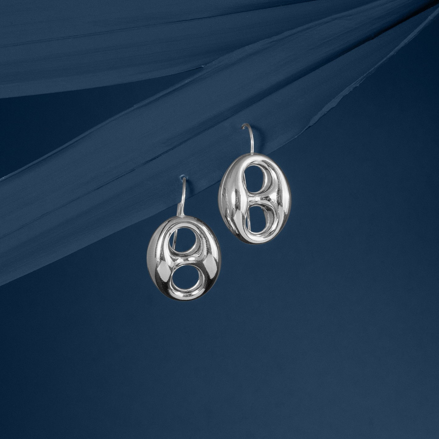 SILVER ANCHOR MARINER LINK DROP EARRINGS