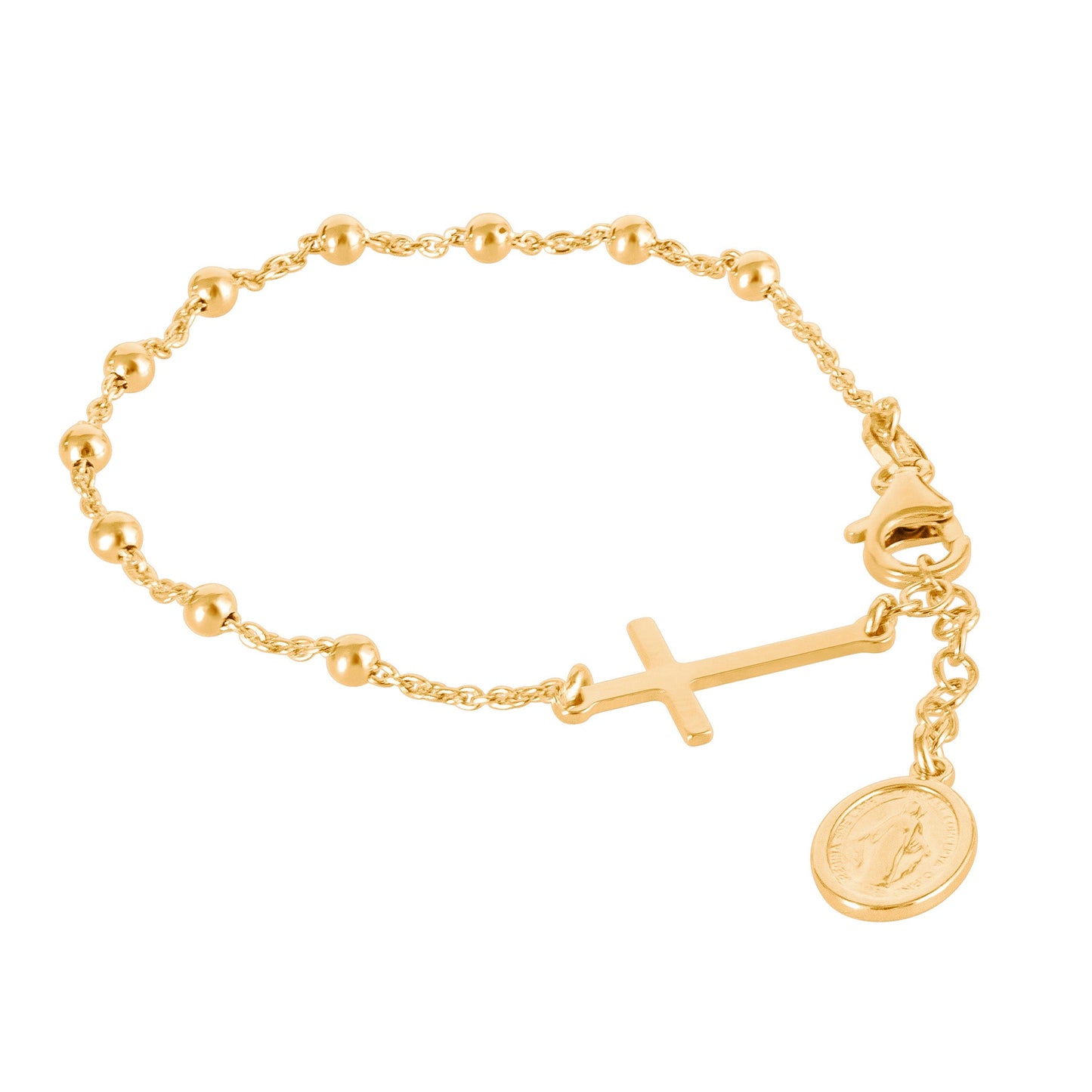 GOLD ROSARY BEAD BRACELET
