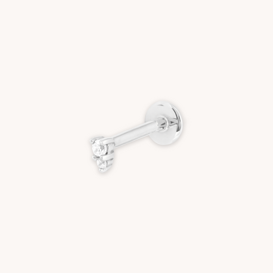 Apilado Topacio Pendiente Piercing en Oro Blanco Sólido