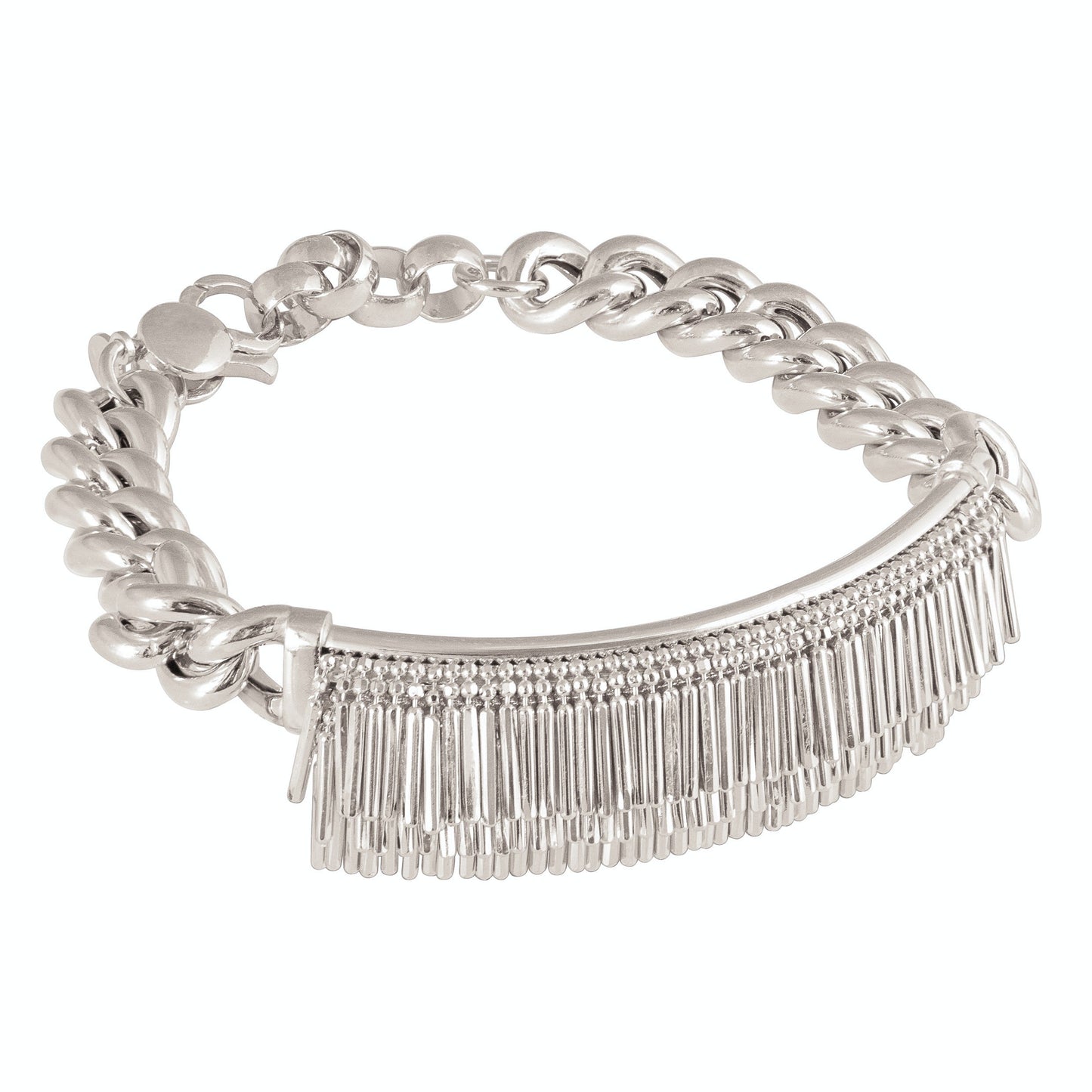 SILVER TASSEL AND CHAIN BRACELET