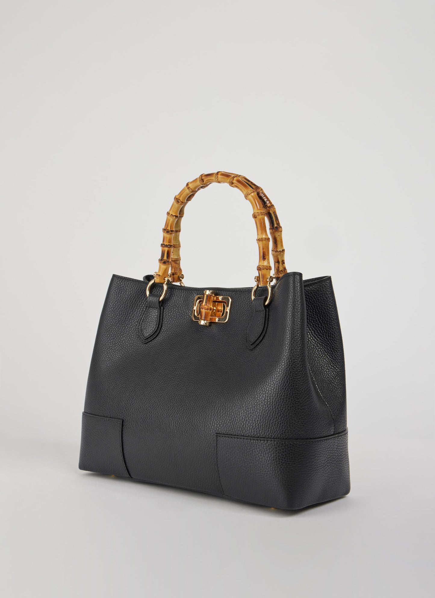 BOLSO DE ANTE CON ASA DE BAMBÚ