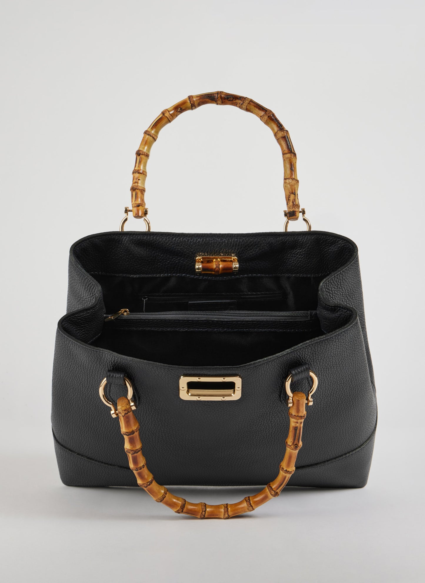BOLSO DE ANTE CON ASA DE BAMBÚ