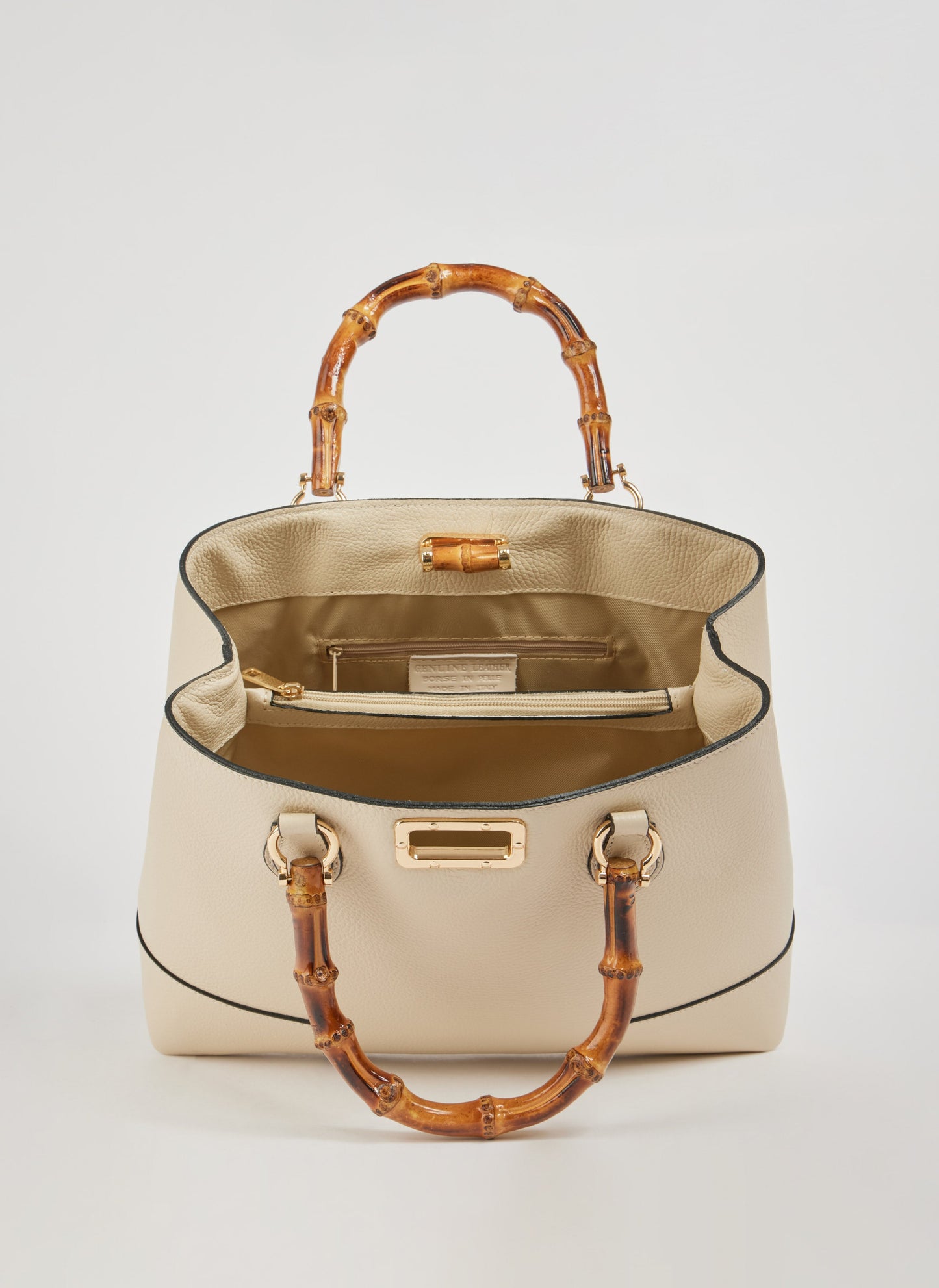 BOLSO DE ANTE CON ASA DE BAMBÚ