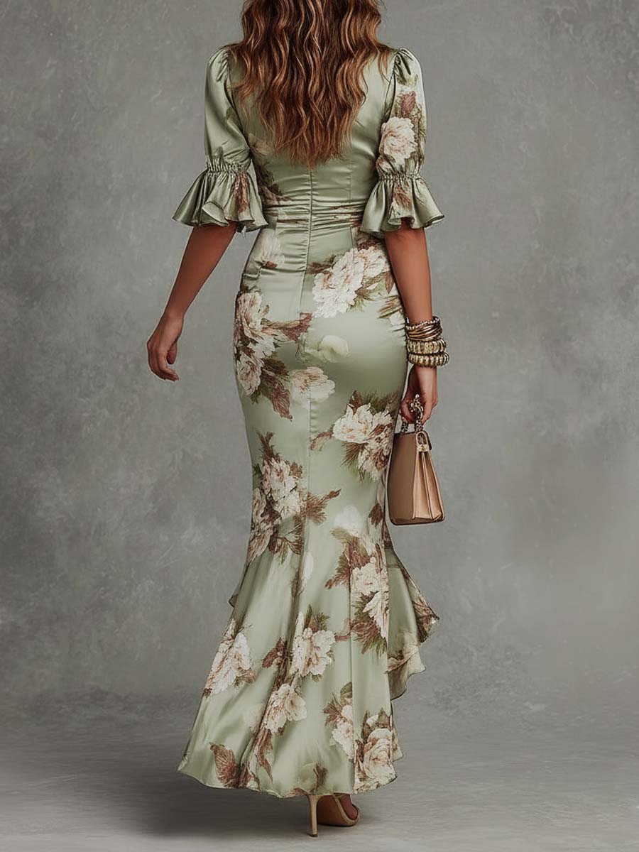 Camelia • Vestido Estampado Floral Satinado