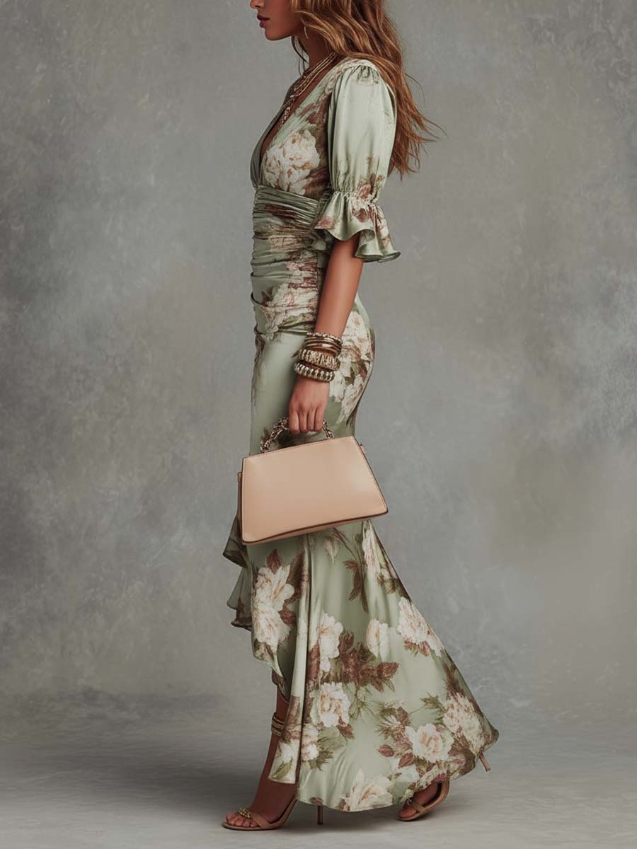 Camelia • Vestido Estampado Floral Satinado