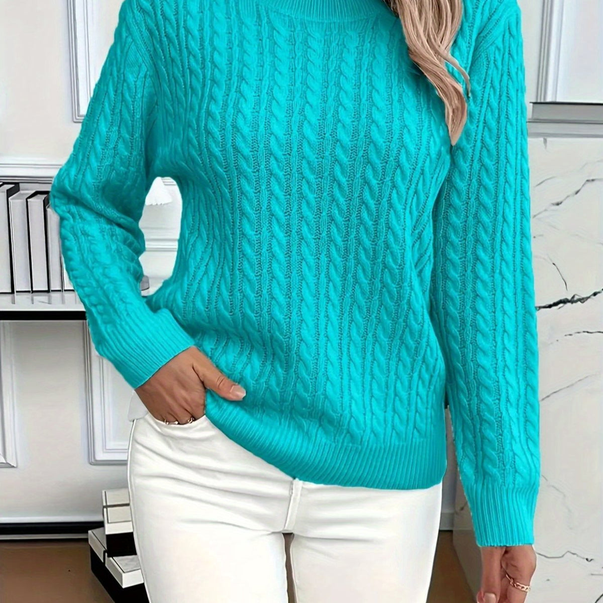 Jersey acogedor de cuello redondo
