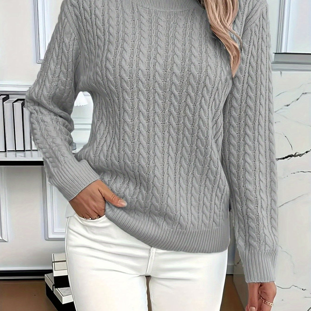 Jersey acogedor de cuello redondo