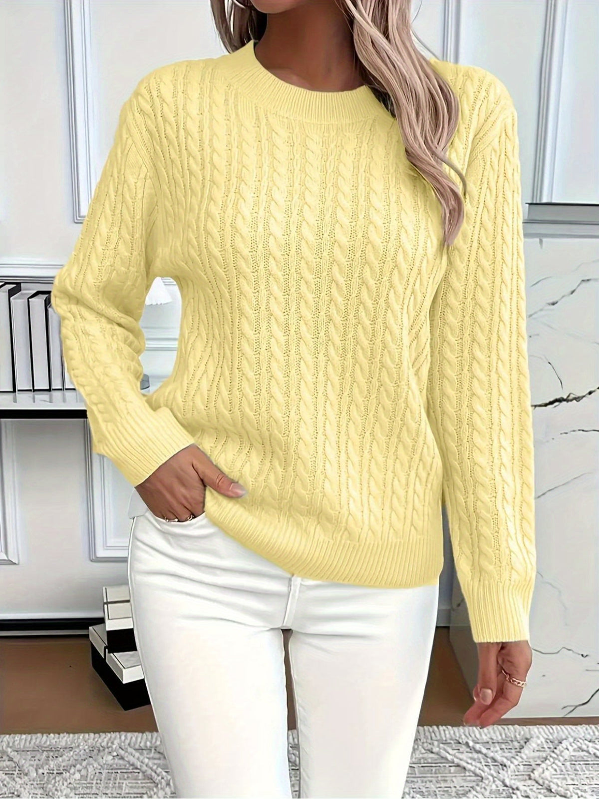 Jersey acogedor de cuello redondo