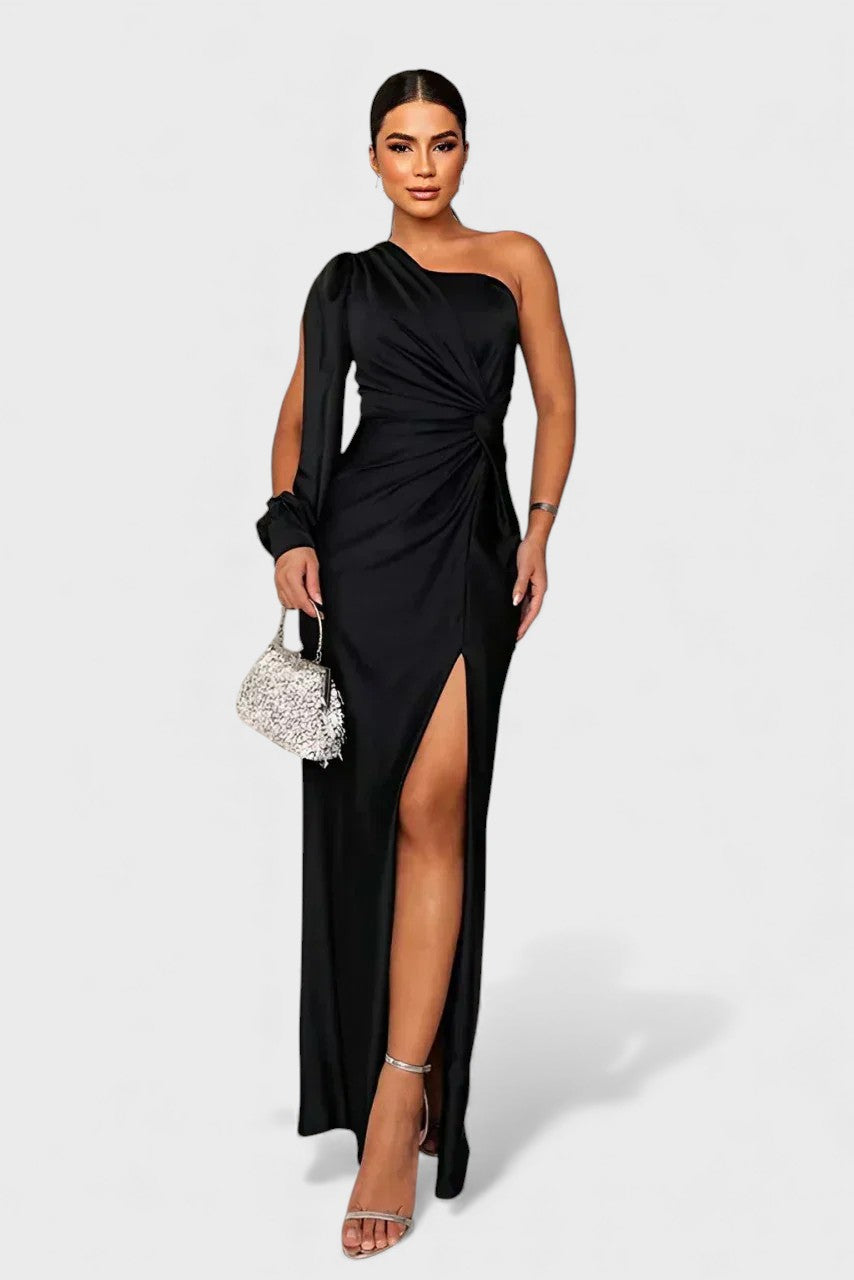 Vestido de Noche Elegante de Un Solo Hombro