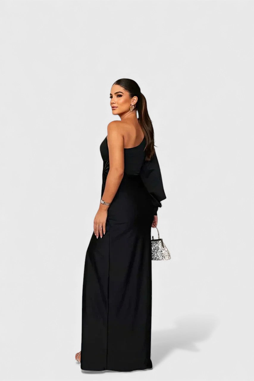 Vestido de Noche Elegante de Un Solo Hombro