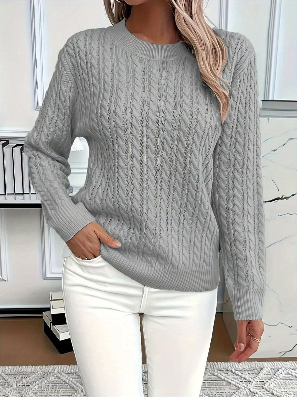 Jersey acogedor de cuello redondo