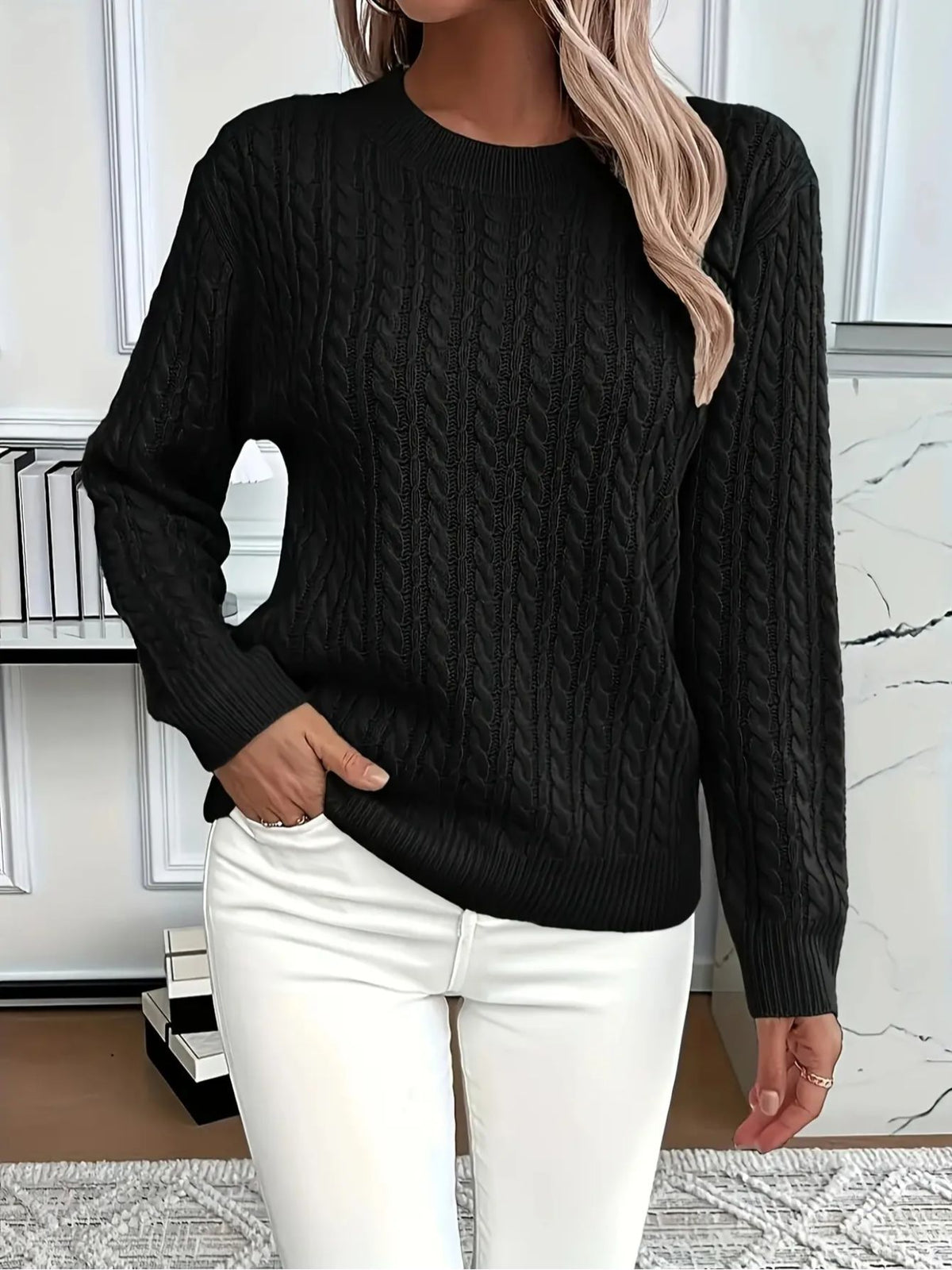 Jersey acogedor de cuello redondo