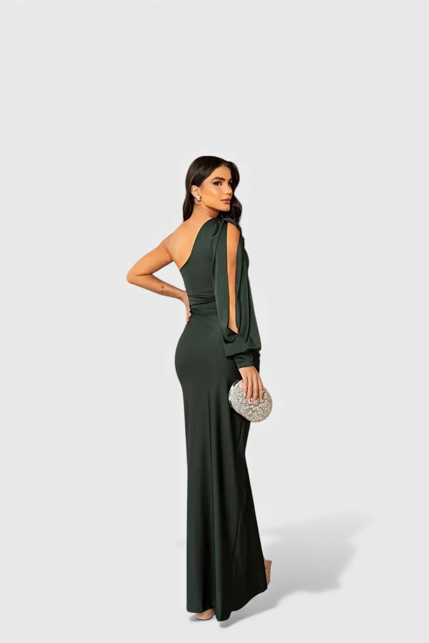 Vestido de Noche Elegante de Un Solo Hombro