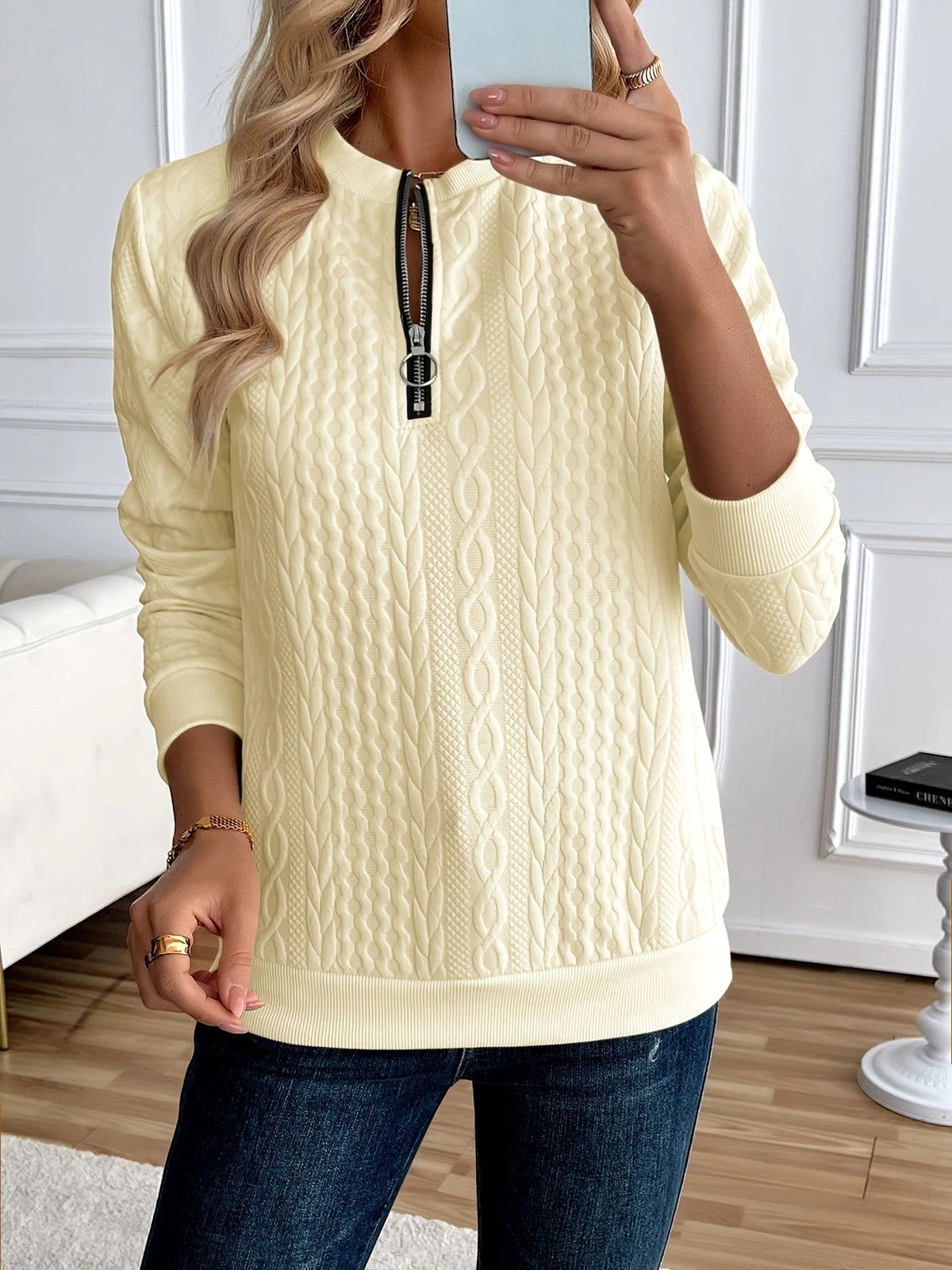 Jersey texturizado con cremallera